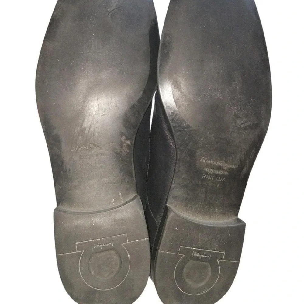 Salvatore Ferragamo Mens Black Leather Rain Lux Cap Toe Oxf sz 9.5 Shoes‎ Italy